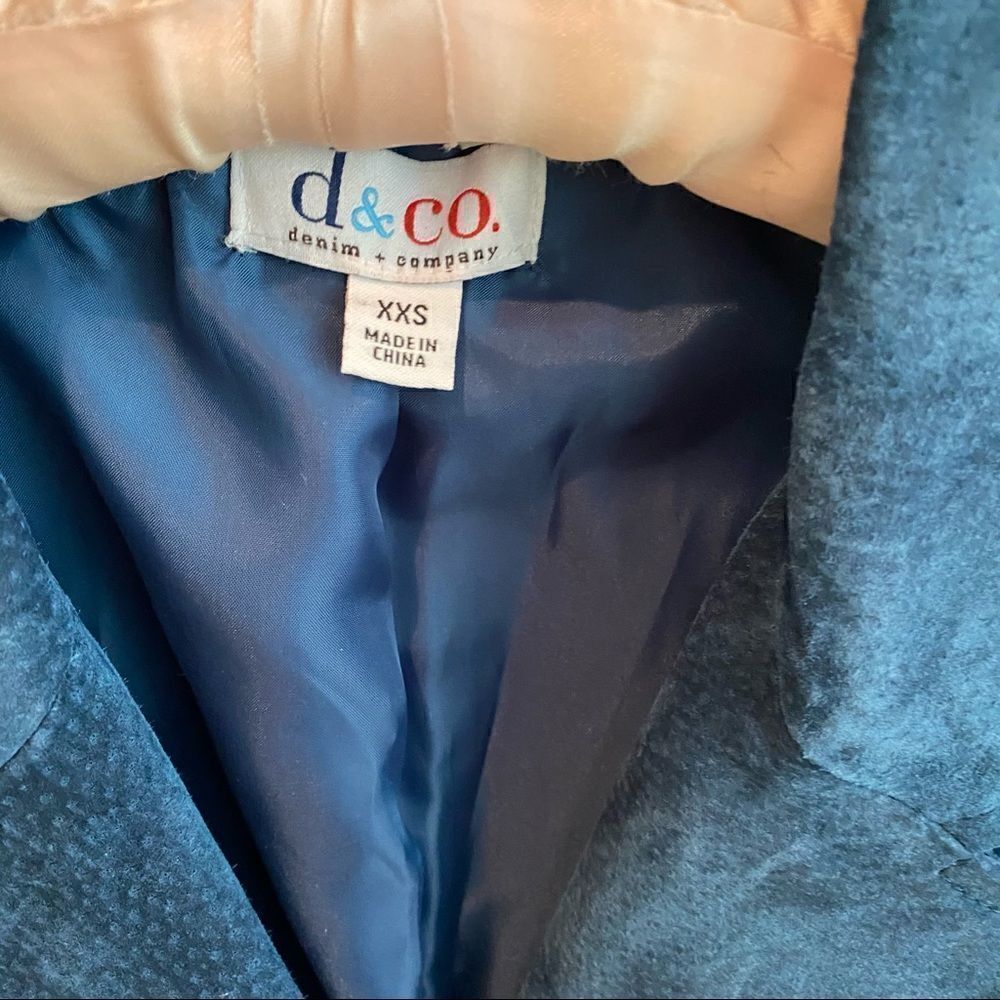Denim&Co Washable Suede Jacket Blazer Mallard Blue - Picture 3 of 6